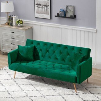 TONWIN Sofa,Velvet,Bed Sofa Living Room Folding Sofa,Solid Wood Frame,Green