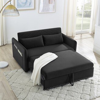 IGEMAN Velvet Loveseat Sofa Modern Convertible Sleeper Sofa, Pull out Bed