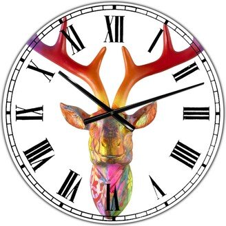 Designart Rainbow Antlers Oversized Modern Wall Clock - 36