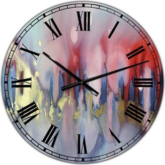 Designart Chinook Composition of Red Blue and Yellow Oversized Modern Wall Clock - 38