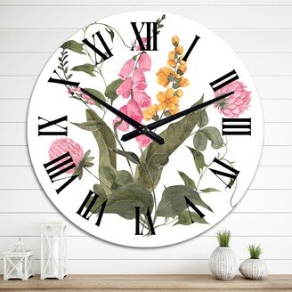 Designart 'Vintage Bouquet With Wildflowers And Herbs I' Traditional wall clock