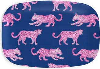 Serving Platters: Leopard Parade Serving Platter, Blue