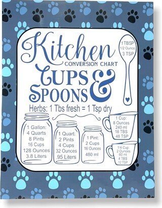 Inch Magnet Kitchen Measurements Conversion Chart Cups & Spoons Blue Dog Cat Paws