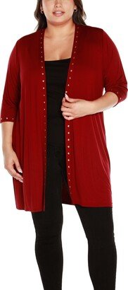 Size Stud Trim Duster Cardigan Sweater