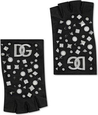 Studded Logo Wingless Gloves