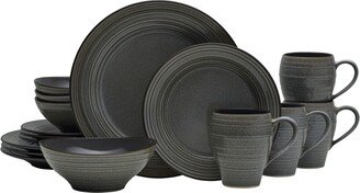 Swirl Graphite 16 Piece Dinnerware Set, Service for 4