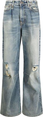 Wayne distressed wide-leg jeans