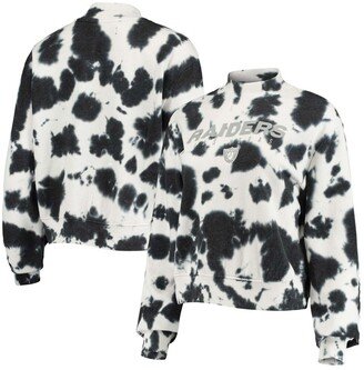 Women's Black Las Vegas Raiders Tie-Dye Cropped Pullover Sweatshirt