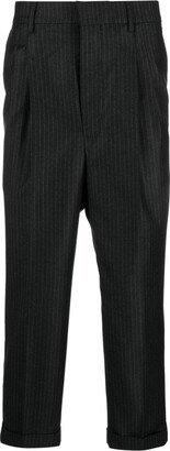 Pinstriped Tailored Cropped Trousers-AA