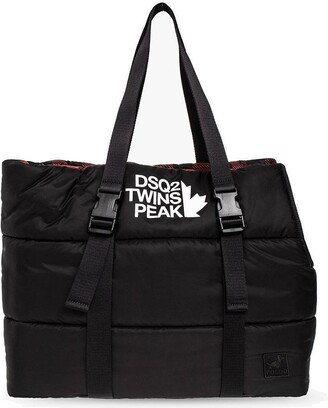 Logo Printed Top Handle Tote Bag-AC