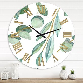 Designart 'Young Eucalyptus Leaves and Branches III' Traditional wall clock