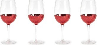 Two's Company Set Of 4 Red Hot Faceted Wine Glasses