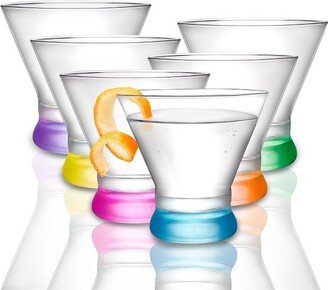 Hue Colored Stemless Martini Glasses - Set of 6 Colored Stemless Cocktail Glassware - 7 oz