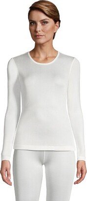 Land' End Women' Petite Silk Interlock Thermal Long Underwear Top Bae Layer Crewneck Shirt - Large - Ivory