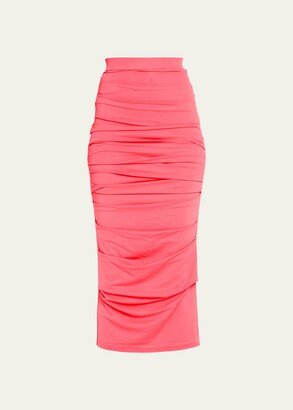 Lycra Ruched Midi Skirt