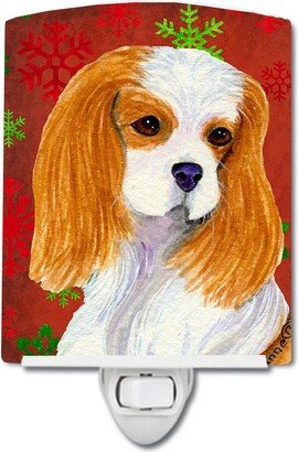 Cavalier Spaniel Red and Green Snowflakes Holiday Christmas Ceramic Night Light