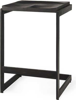 Kiran Black Solid Wood with Black Metal Frame Counter Stool