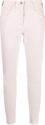 Contrasting-Waistband Skinny Trousers