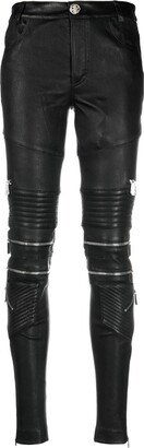 Lambskin Skinny-Fit Zipped Trousers