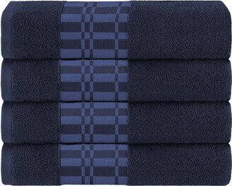 Larissa Cotton 4Pc Bath Towel Set With Geometric Embroidered Border