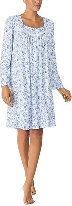 Long Sleeve Short Gown (White Ground Roses) Women's Pajama