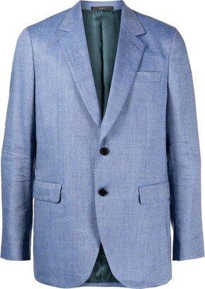 Single-Breasted Linen-Wool Blazer-AA