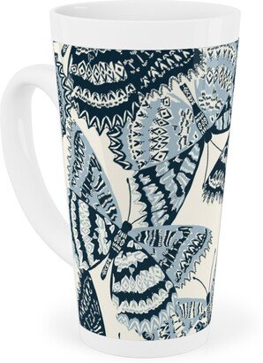 Mugs: Butterfly - Hand Drawn - Blue Tall Latte Mug, 17Oz, Blue