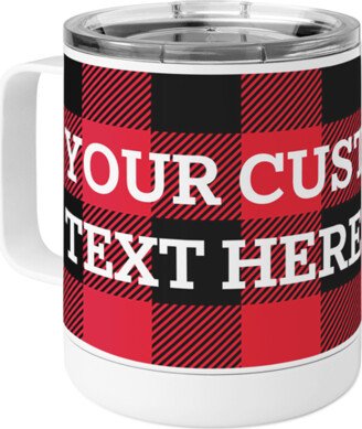 Travel Mugs: Buffalo Plaid Custom Text Stainless Steel Mug, 10Oz, Multicolor