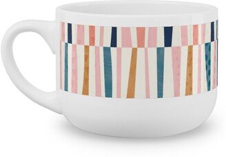 Mugs: Patchwork Stripes - Multi Latte Mug, White, 25Oz, Multicolor