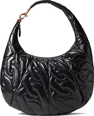 Chain Quilt Croissant Hobo (Black) Handbags