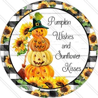 Pumpkin Wishes - Sunflower Kisses All Sign Autumn Fall Wreath Metal