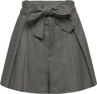 Wool & viscose self-tie shorts