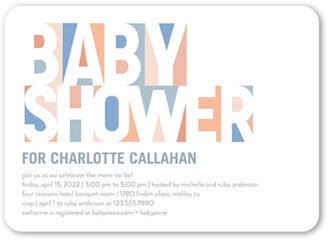 Baby Shower Invitations: Bold Color Cube Baby Shower Invitation, Blue, 5X7, Matte, Signature Smooth Cardstock, Rounded