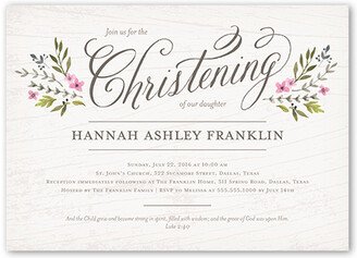 Baptism Invitations: Blessed Branches Girl Baptism Invitation, Grey, Luxe Double-Thick Cardstock, Square