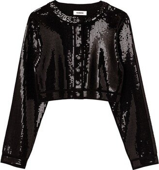 Cropped sequin cardigan