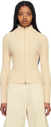 Beige Mock Neck Cardigan