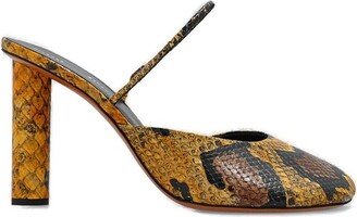 Snakeskin Round Toe Pumps