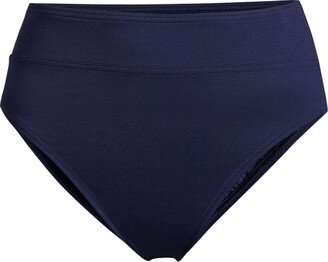 Women's Chlorine Resistant High Leg High Waisted Bikini Swim Bottoms - X-Small - Deep Sea Navy