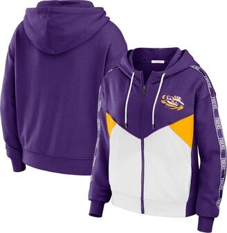 Women's Wear by Erin Andrews Purple Lsu Tigers Colorblock Full-Zip Hoodie Jacket