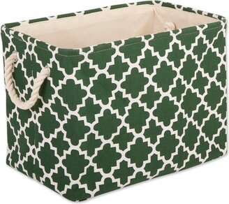 Contemporary Home Living 17.5 Hunter Green and White Lattice Rectangular Bin - Large