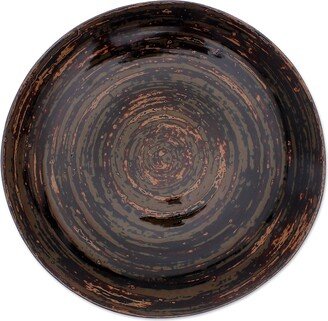 Handmade Forest Whirl Lacquered Bamboo Decorative Plate