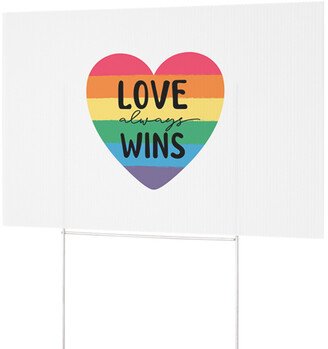 Yard Signs: Love Always Wins Heart Yard Sign, Multicolor
