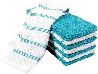 Pantry Set of 8 Piedmont Kitchen Towels | Set of 8, 16x26 Inches | Ultra Absorbent Terry Cloth Dish Towels - Teal