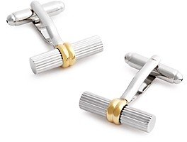 Ribbed Tube with Gold Band Cufflinks