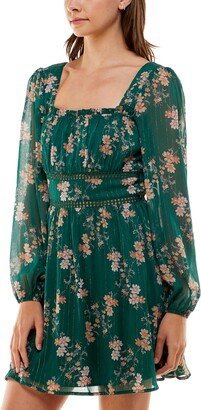 Juniors' Emma Square-Neck Crochet-Trimmed Dress