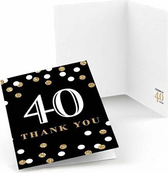 Big Dot of Happiness Adult 40th Birthday - Gold - Birthday Party Thank You Cards (8 count)