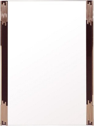 Cid 43 Inch Modern Metal Mirror, Rectangular Frame, Black and Gold