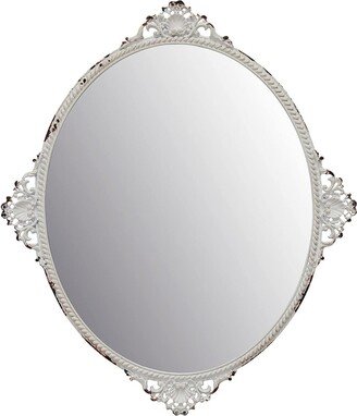 Perdix Chio LLC Oval Antique White Metal Wall Mirror - Antique White