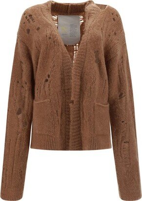 Ramael Distressed V-Neck Long Sleeved Knitted Cardigan