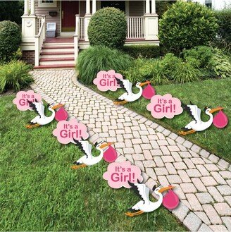 Big Dot Of Happiness Girl Special Delivery - Lawn Decor - Outdoor Stork Party Yard Decor - 10 Pc